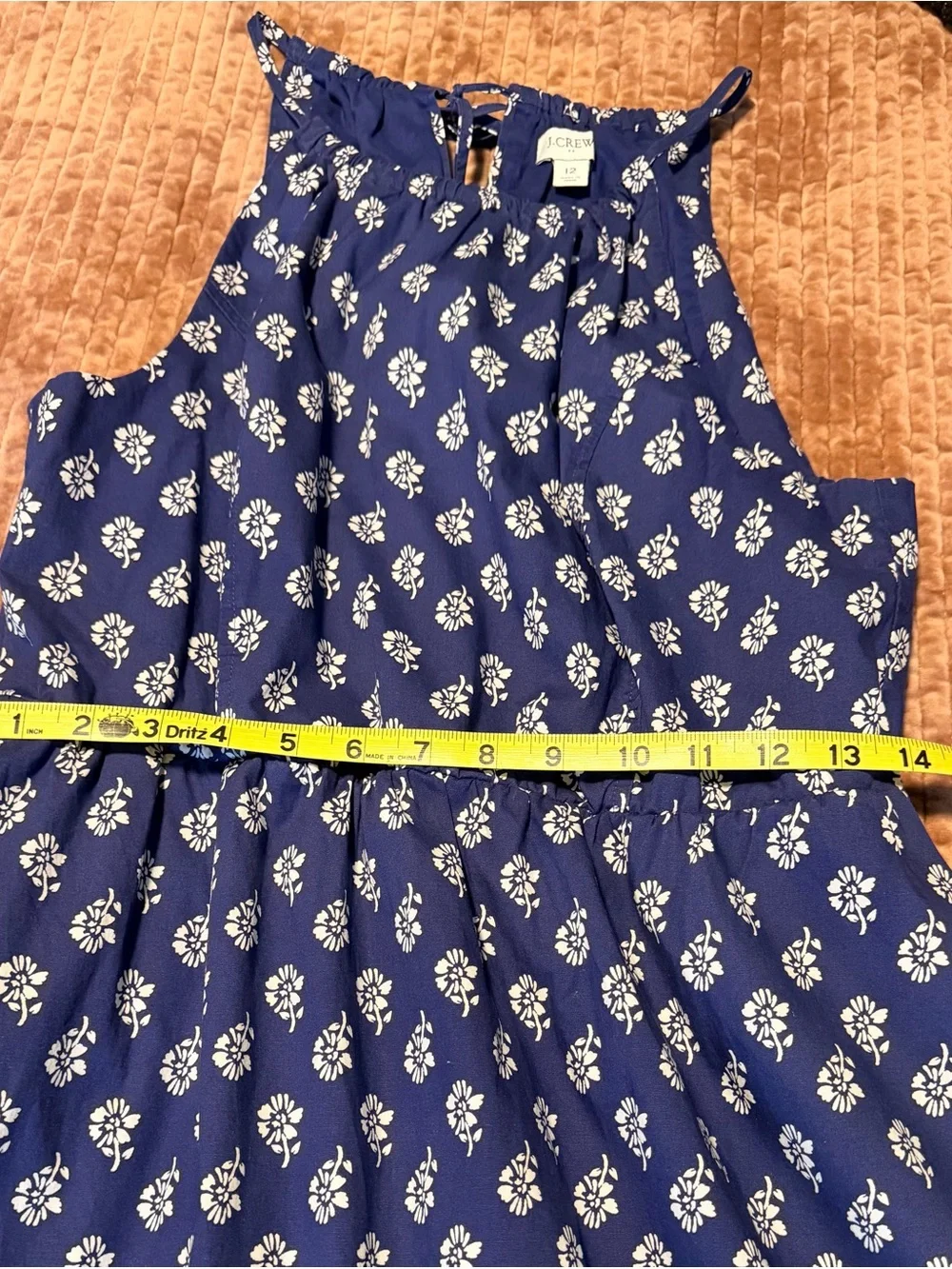 J. Crew purple blue Halter Summer Dress with White Floral Print